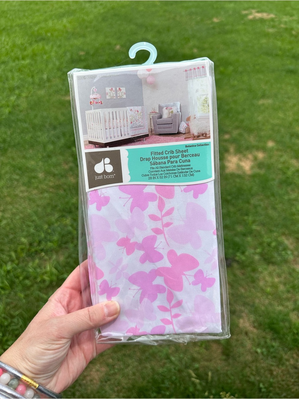 Just Born Pink Butterfly Fitted Crib Sheet